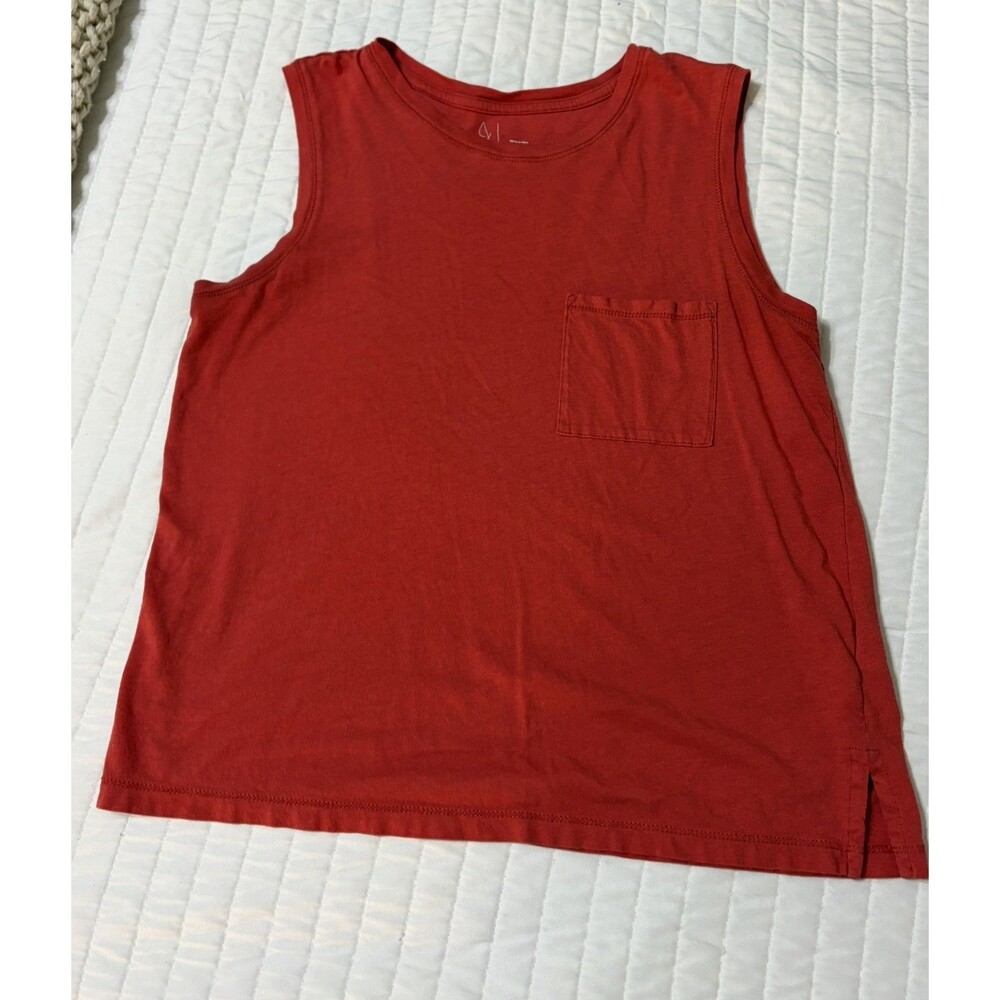 Joie Tank Top Women's Medium Red Pocket Sleeveless Crew Neck Jersey Cotton Rayon